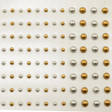 Charger l&#39;image dans la galerie, Demi-Perles Autocollantes 3mm&amp;5mm Doré et Argenté Métallique 108pcs
