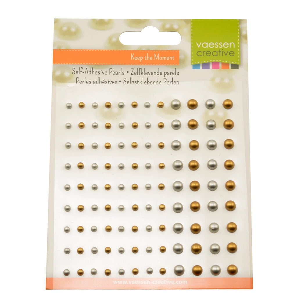 Demi-Perles Autocollantes 3mm&5mm Doré et Argenté Métallique 108pcs
