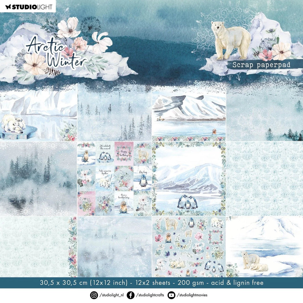 Arctic Winter Scrap Paper Pad 200g 30,5x30,5cm Studio Light •