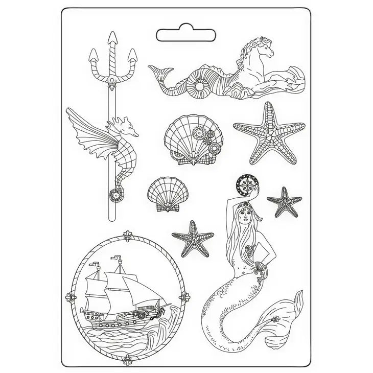Moule souple Stamperia A4 - Chants de la mer, sirène K3PTA4566
