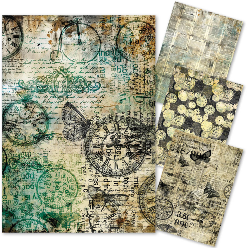 Papier de riz mixte A4, lot de 4, 