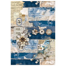 Charger l&#39;image dans la galerie, Papier de riz mixte A4, lot de 4, &quot;Urban Blue Denim&quot; de ciao bella (MF002)

