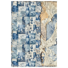 Charger l&#39;image dans la galerie, Papier de riz mixte A4, lot de 4, &quot;Urban Blue Denim&quot; de ciao bella (MF002)
