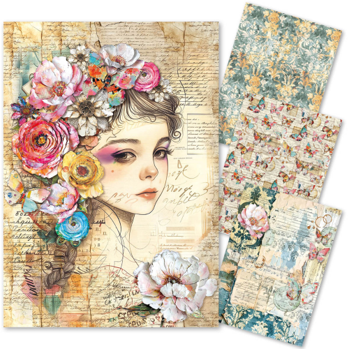 Papier de riz mixte A4, lot de 4, 