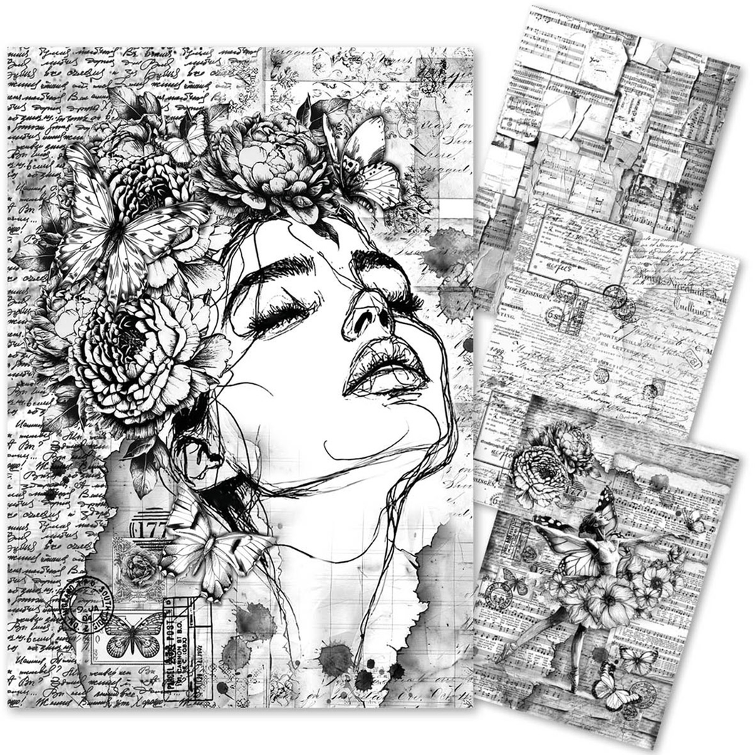 Papier de riz mixte A4, lot de 4, 