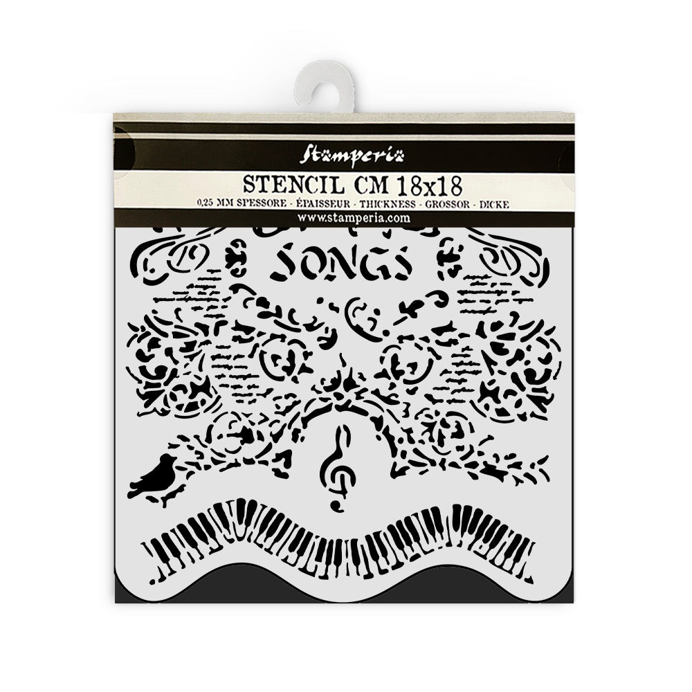 Thick stencil cm 18X18 - Music chansons et piano (KSTDQ119)