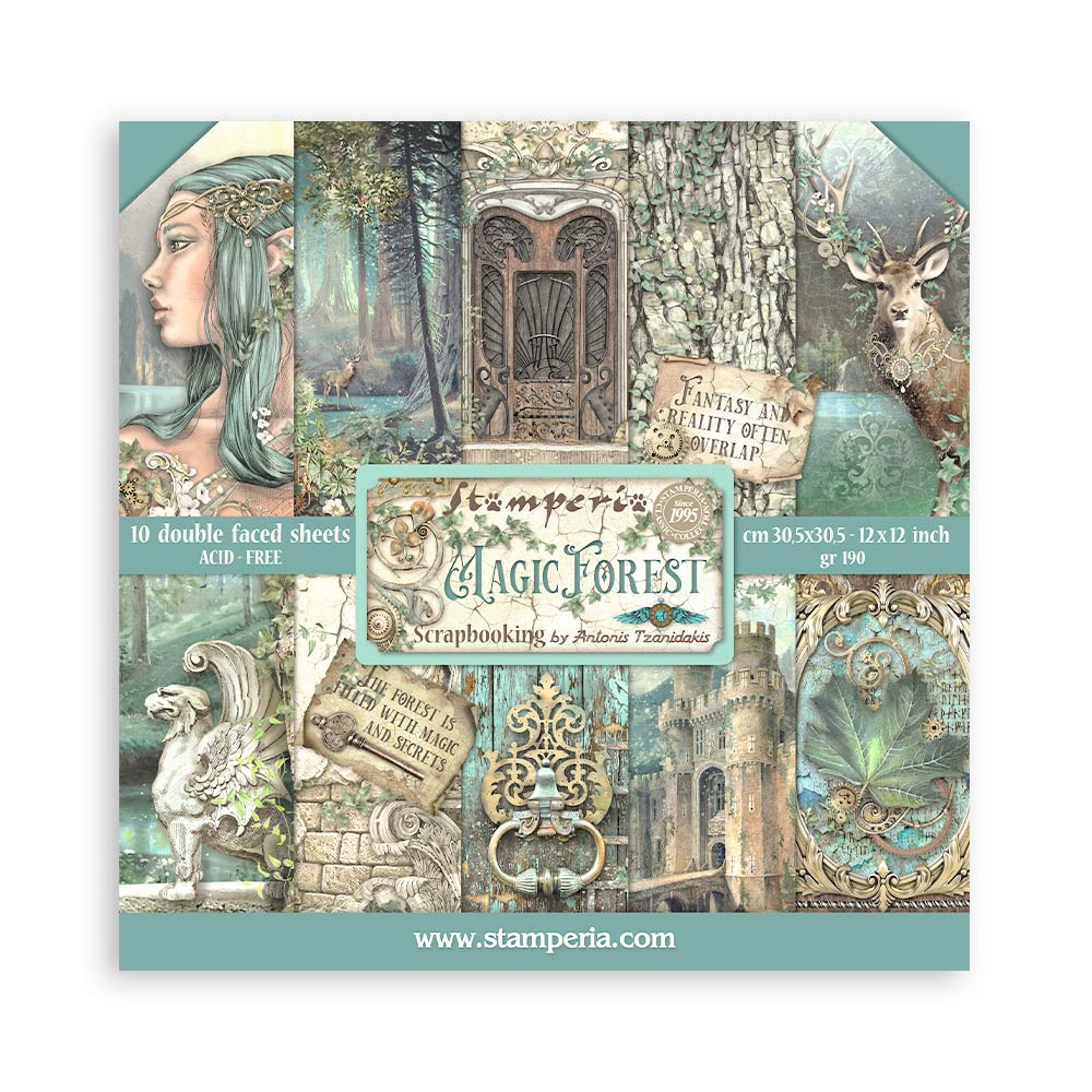 Bloc Papier  Double Face 10 feuilles 30,5x30,5 - Magic Forest (SBBL130)