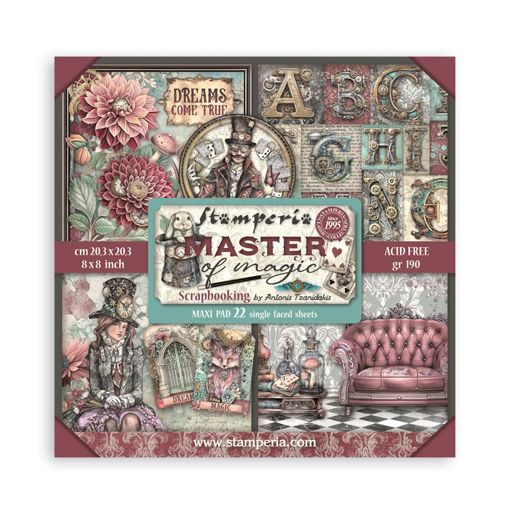 Bloc Papier Scrap 22 feuilles cm 20,3X20,3 Face unique - Master of Magic (SBBSXB09)