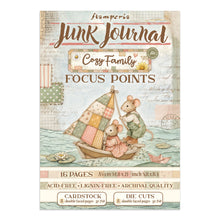 Charger l'image dans la galerie, Couverture du mini junk journal A5 Cozy Family Focus Points de Stamperia, souris dans une barque à voile patchwork
