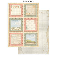 Charger l'image dans la galerie, Page cardstock Cozy Family : pièces de patchwork cousues sur fond crème
