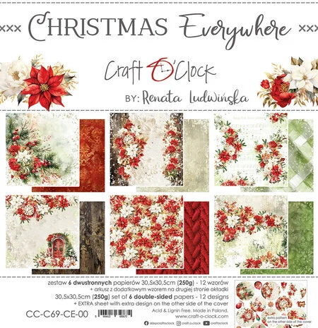 Christmas Everywhere 12x12 Inch Paper Set (CC-C69-CE-00) de Craft O'Clock