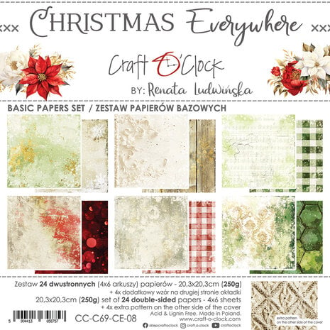 Christmas Everywhere 8x8 Inch Basic Papers Set (CC-C69-CE-08) de Craft O'Clock