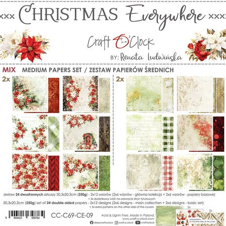 Christmas Everywhere 8x8 Inch Medium Papers Set (CC-C69-CE-09)Craft O'Clock