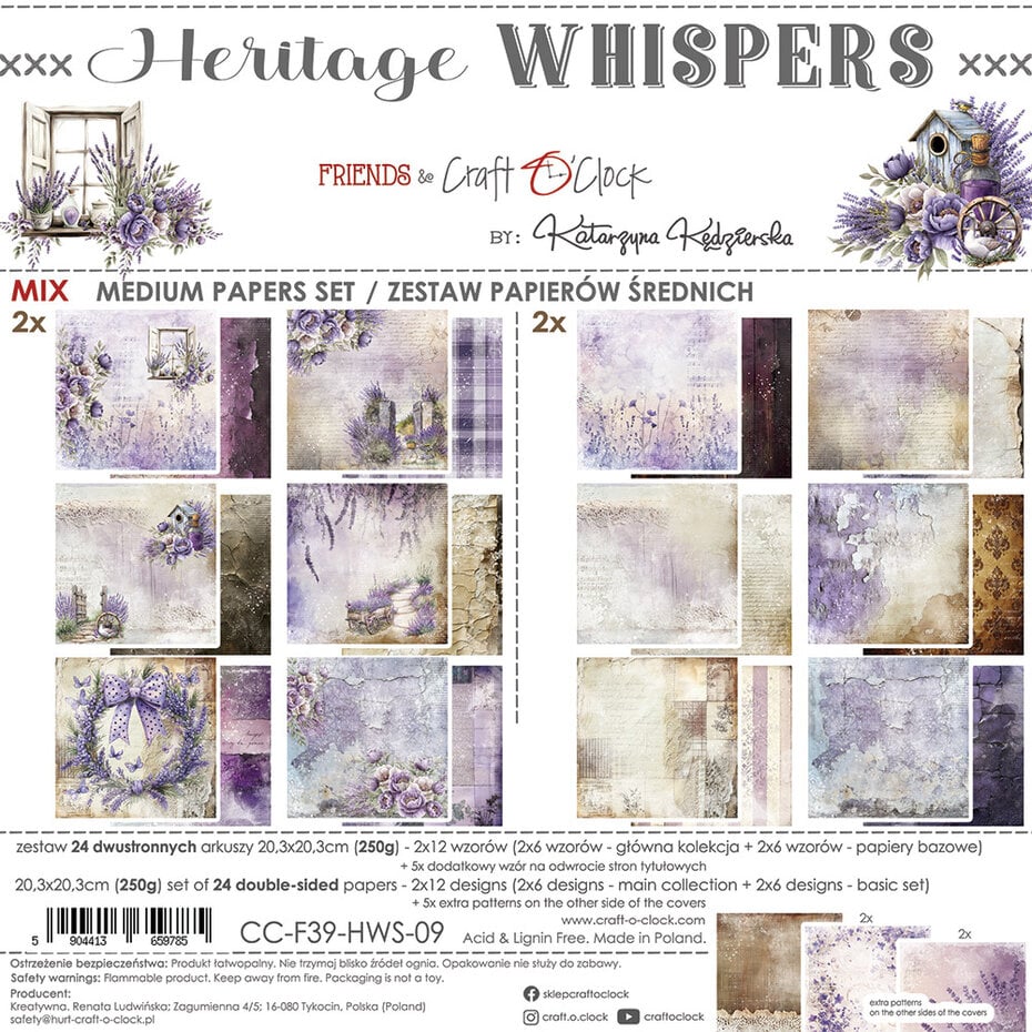 Ensemble de papiers Heritage Whispers 8 x 8 pouces (CC-F39-HWS-09)