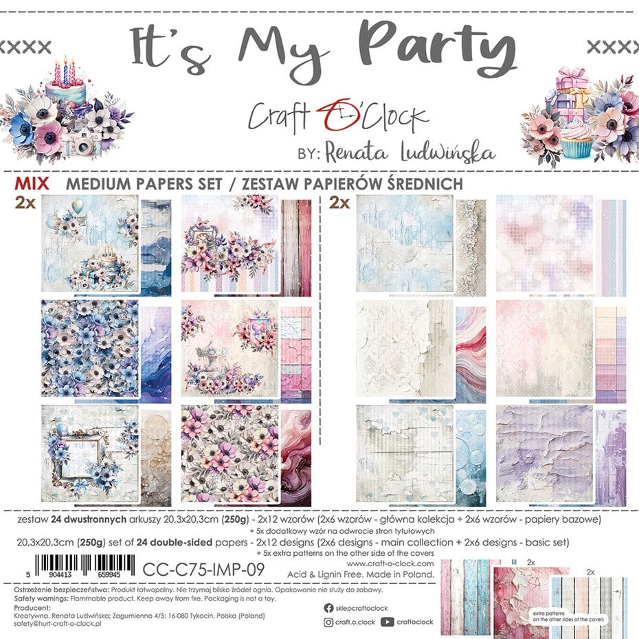It's My Party 20x20 Medium Paper Set (CC-C75-IMP-09) de Craft O'Clock