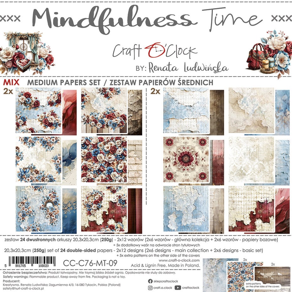 Ensemble de feuilles de papier Mindfulness Time 8 x 8 pouces (CC-C76-MT-09)