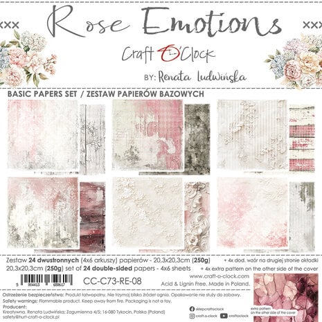 Rose Emotions 8x8 Inch Basic Papers Set (CC-C73-RE-08)