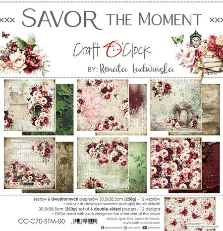 Savor The Moment 12x12 Inch Paper Set (CC-C70-STM-00) de Craft O'Clock