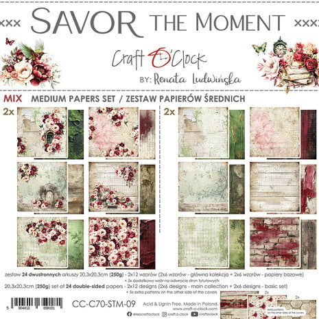 Savor The Moment 8x8 Inch Medium Papers Set (CC-C70-STM-09) de Craft O'Clock