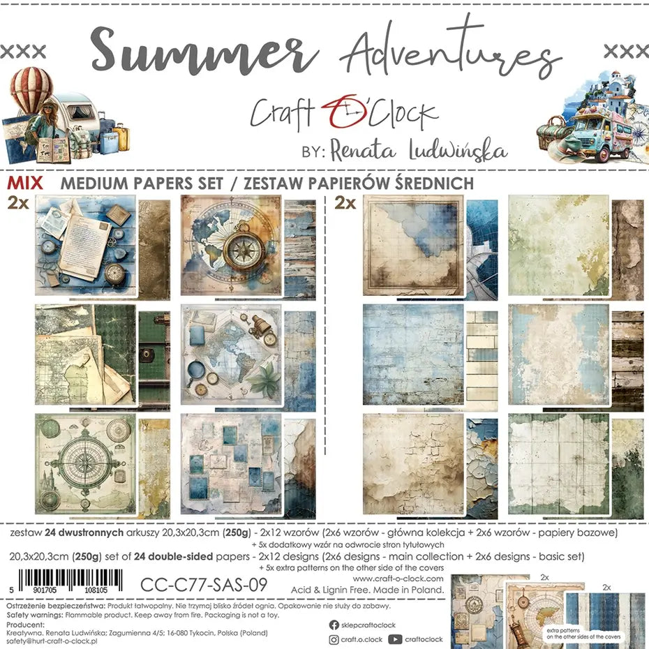 Ensemble de papiers à lettre Summer Adventures 8 x 8 pouces (CC-C77-SAS-09)