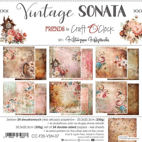 Vintage Sonata 8x8 Inch Paper Set (CC-F35-VSN-07) de Craft O'Clock