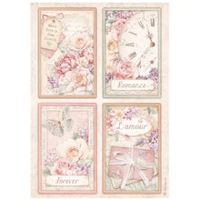 Charger l'image dans la galerie, Set 6 Papiers de Riz A4 "Romance Forever" - Stamperia (DFSA4XRM)
