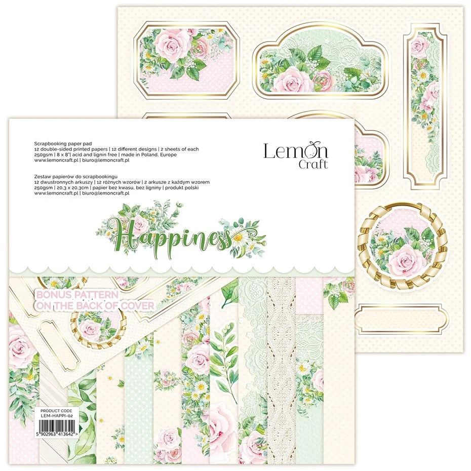 Happiness 8x8 Inch Paper Pad de lemon craft (LEM-HAPPI-02)