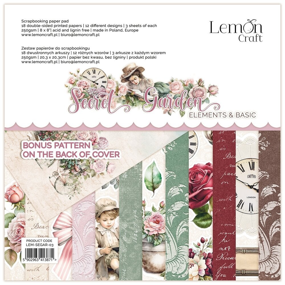 Secret Garden 8x8 Inch Paper Pad (LEM-SEGAR-03) Lemon Craft