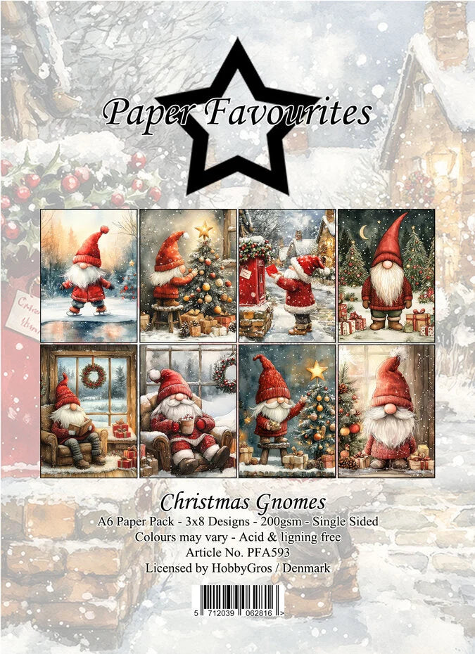 Bloc de papier A6 Gnomes de Noël - Paper Favourites (PFA593)