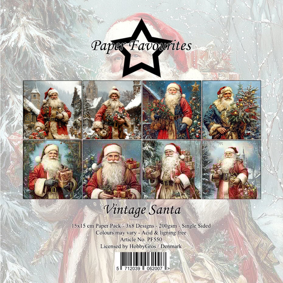 Bloc de papier 15x15 cm Père Noël vintage - Paper Favourites (PF550)