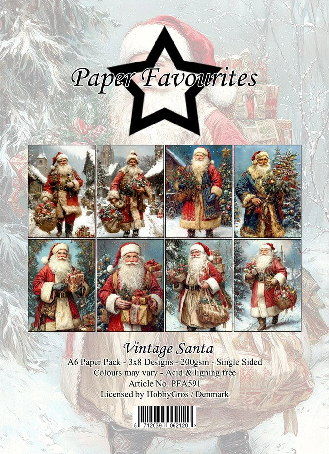 Bloc de papier A6 Père Noël vintage - Paper Favourites (PFA591)