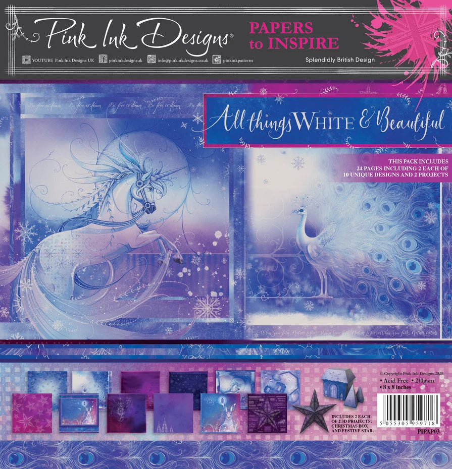 Pack de papier All Things White & Beautiful 8x8 pouces (PIPAP03)