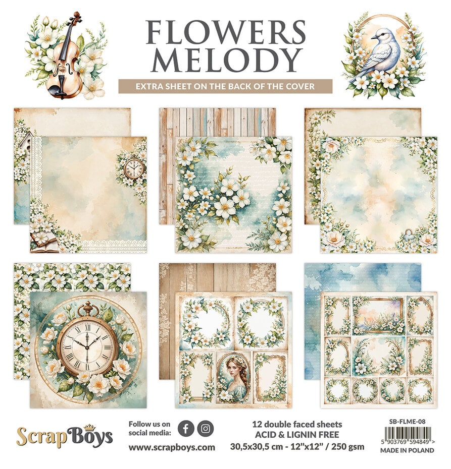Bloc Flowers Melody 30x30 cm - Scrapboys (SB-FLME-08)
