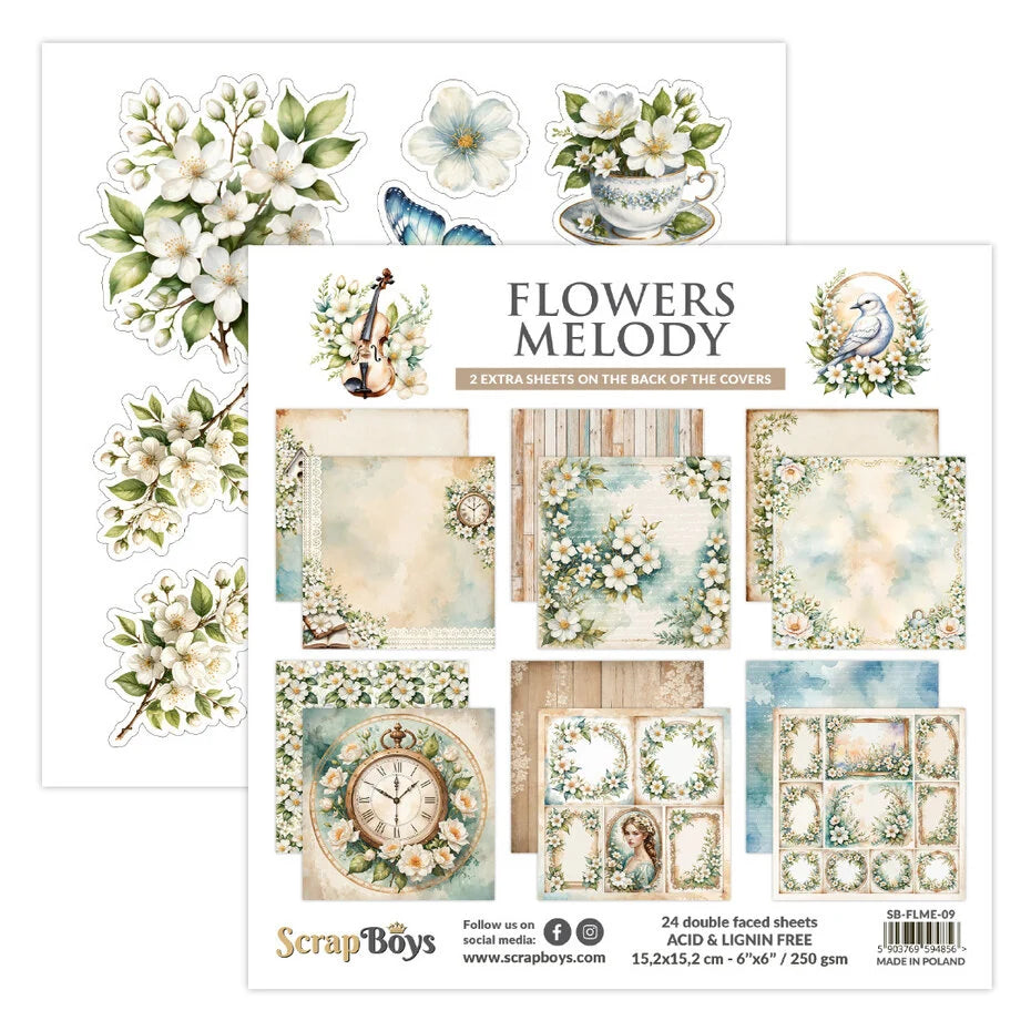 Bloc Flowers Melody 15x15 cm - Scrapboys (SB-FLME-09)