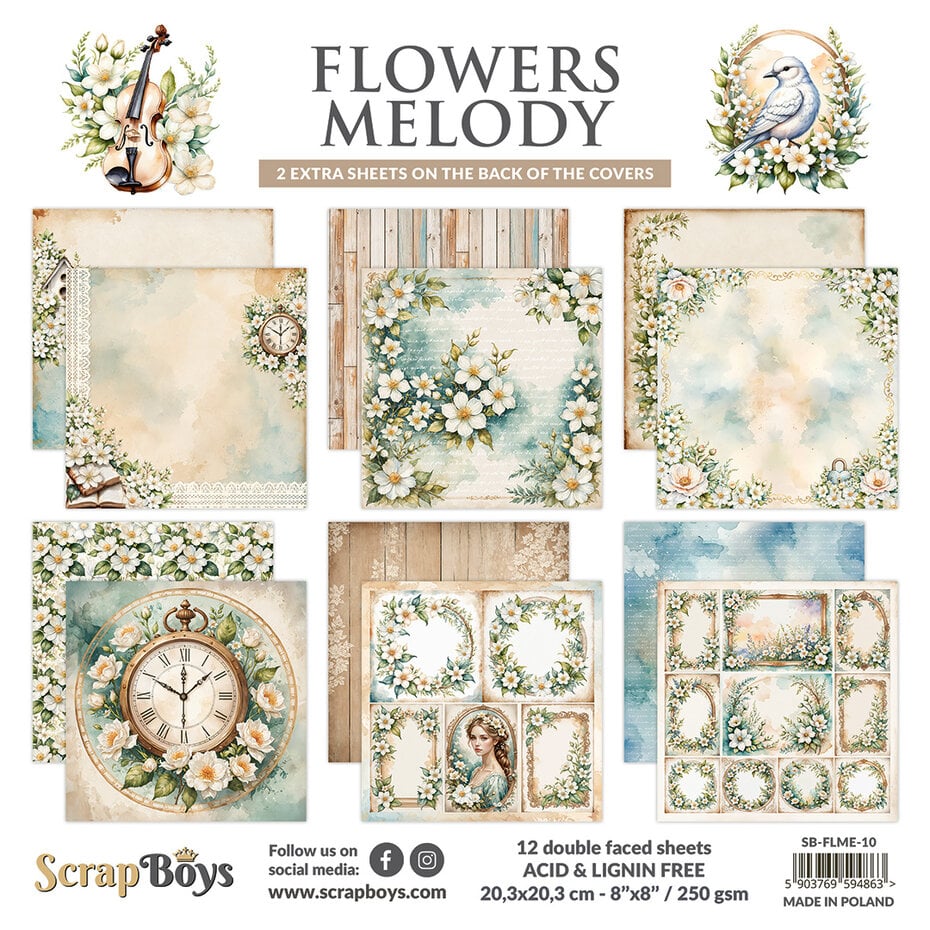 Bloc Flowers Melody 20x20 cm - Scrapboys (SB-FLME-10)
