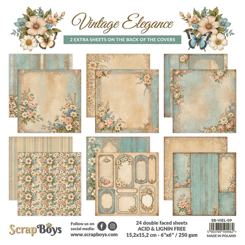 Vintage elegance 6x6 Inch Paper Pad  de Scrapboys (SB-VIEL-09)