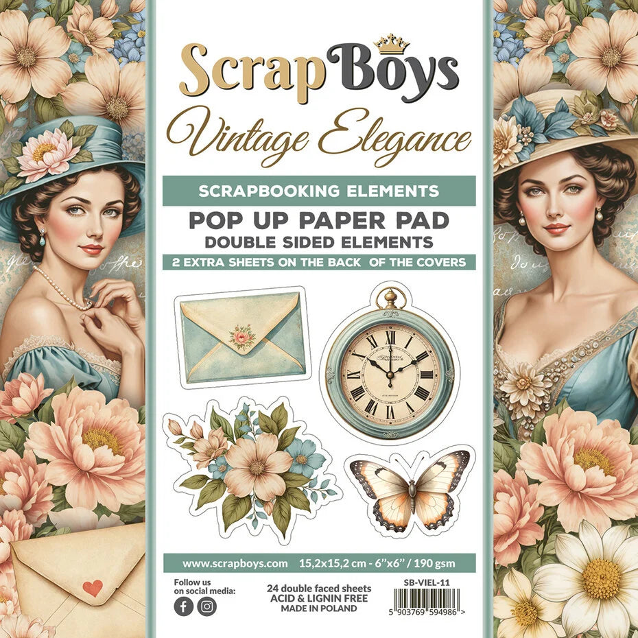 Vintage elegance 6x6 Inch Pop Up Paper Pad  de scrapboys (SB-VIEL-11)