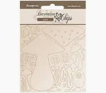 Stamperia Decorative Chips - Hidden grove Mushroom House - SCB257