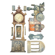 Charger l'image dans la galerie, Moule Silicone A5 Gardens of Time Train et Horloge Comtoise - Stamperia
