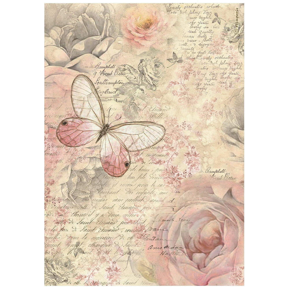 Shabby Rose A4 Rice Paper Butterfly (DFSA4878)